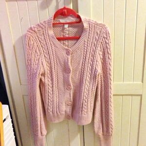 1901 Light Pink Cable Knit Cardigan